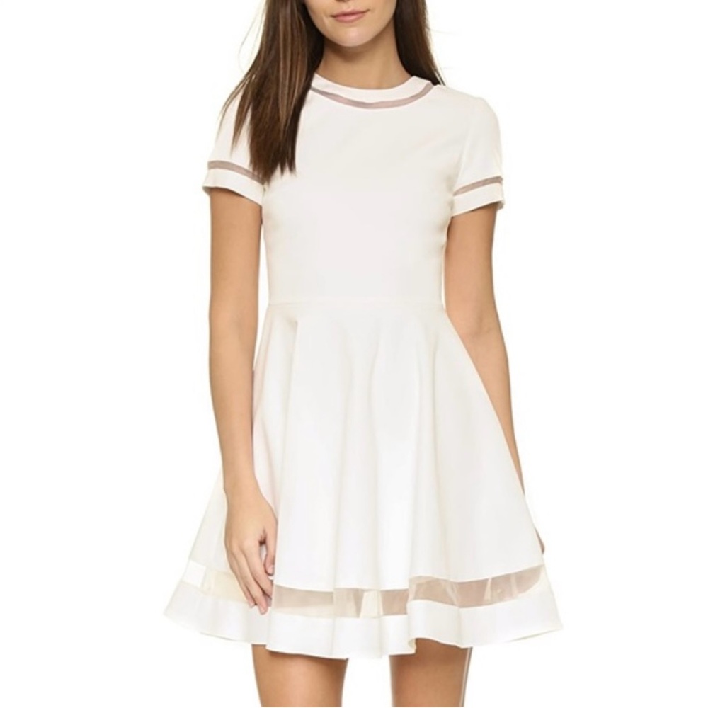 Alice + Olivia Frances White Pleats Fit & Flare Mini Dress Size 2